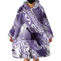 Personalised New Zealand Aotearoa Darts Masters Wearable Blanket Hoodie Maori Art Tattoo with Tribal Dart Symbol Purple LT03 - Polynesian Pride