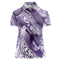Personalised New Zealand Aotearoa Darts Masters Women Polo Shirt Maori Art Tattoo with Tribal Dart Symbol Purple - Polynesian Pride