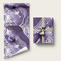 Personalised New Zealand Aotearoa Darts Masters Wrapping Paper Maori Art Tattoo with Tribal Dart Symbol Purple - Polynesian Pride