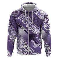 Personalised New Zealand Aotearoa Darts Masters Zip Hoodie Maori Art Tattoo with Tribal Dart Symbol Purple LT03 Zip Hoodie Purple - Polynesian Pride