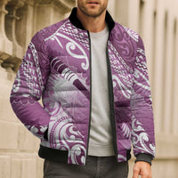 Personalised New Zealand Aotearoa Darts Masters Bomber Puffer Jacket Maori Art Tattoo with Tribal Dart Symbol Pink LT03 - Polynesian Pride