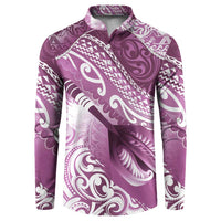 Personalised New Zealand Aotearoa Darts Masters Button Sweatshirt Maori Art Tattoo with Tribal Dart Symbol Pink LT03 Pink - Polynesian Pride