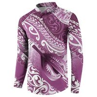 Personalised New Zealand Aotearoa Darts Masters Button Sweatshirt Maori Art Tattoo with Tribal Dart Symbol Pink LT03 - Polynesian Pride