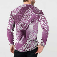 Personalised New Zealand Aotearoa Darts Masters Button Sweatshirt Maori Art Tattoo with Tribal Dart Symbol Pink LT03 - Polynesian Pride