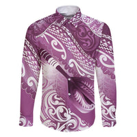 Personalised New Zealand Aotearoa Darts Masters Family Matching Summer Maxi Dress and Hawaiian Shirt Maori Art Tattoo with Tribal Dart Symbol Pink LT03 Dad's Shirt - Long Sleeve Pink - Polynesian Pride