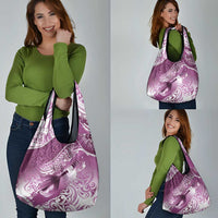 Personalised New Zealand Aotearoa Darts Masters Grocery Bag Maori Art Tattoo with Tribal Dart Symbol Pink LT03 - Polynesian Pride