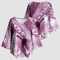 Personalised New Zealand Aotearoa Darts Masters Kimono Sleeve Blouse Maori Art Tattoo with Tribal Dart Symbol Pink - Polynesian Pride