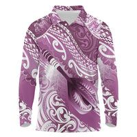 Personalised New Zealand Aotearoa Darts Masters Long Sleeve Polo Shirt Maori Art Tattoo with Tribal Dart Symbol Pink LT03 Pink - Polynesian Pride