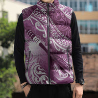 Personalised New Zealand Aotearoa Darts Masters Sleeveless Puffer Jacket Maori Art Tattoo with Tribal Dart Symbol Pink LT03 - Polynesian Pride