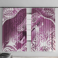 Personalised New Zealand Aotearoa Darts Masters Window Curtain Maori Art Tattoo with Tribal Dart Symbol Pink LT03 With Hooks Pink - Polynesian Pride