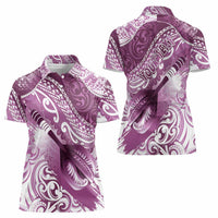 Personalised New Zealand Aotearoa Darts Masters Women Polo Shirt Maori Art Tattoo with Tribal Dart Symbol Pink - Polynesian Pride