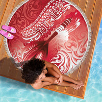 Personalised New Zealand Aotearoa Darts Masters Beach Blanket Maori Art Tattoo with Tribal Dart Symbol Red LT03 - Polynesian Pride