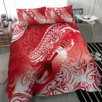 Personalised New Zealand Aotearoa Darts Masters Bedding Set Maori Art Tattoo with Tribal Dart Symbol Red - Polynesian Pride