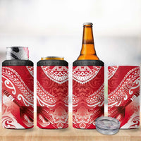 Personalised New Zealand Aotearoa Darts Masters 4 in 1 Can Cooler Tumbler Maori Art Tattoo with Tribal Dart Symbol Red LT03 - Polynesian Pride