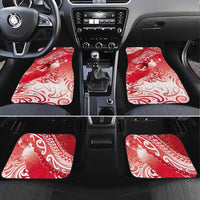 Personalised New Zealand Aotearoa Darts Masters Car Mats Maori Art Tattoo with Tribal Dart Symbol Red LT03 Set 4pcs Red - Polynesian Pride