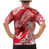 Personalised New Zealand Aotearoa Darts Masters Family Matching Mermaid Dress and Hawaiian Shirt Maori Art Tattoo with Tribal Dart Symbol Red LT03 - Polynesian Pride