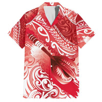 Personalised New Zealand Aotearoa Darts Masters Family Matching Off The Shoulder Long Sleeve Dress and Hawaiian Shirt Maori Art Tattoo with Tribal Dart Symbol Red LT03 Dad's Shirt - Short Sleeve Red - Polynesian Pride