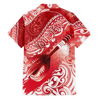 Personalised New Zealand Aotearoa Darts Masters Family Matching Off Shoulder Maxi Dress and Hawaiian Shirt Maori Art Tattoo with Tribal Dart Symbol Red LT03 - Polynesian Pride