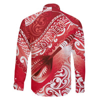 Personalised New Zealand Aotearoa Darts Masters Family Matching Off Shoulder Maxi Dress and Hawaiian Shirt Maori Art Tattoo with Tribal Dart Symbol Red LT03 - Polynesian Pride