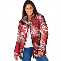 Personalised New Zealand Aotearoa Darts Masters Padded Jacket Maori Art Tattoo with Tribal Dart Symbol Red LT03 Women Red - Polynesian Pride