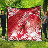 Personalised New Zealand Aotearoa Darts Masters Quilt Maori Art Tattoo with Tribal Dart Symbol Red LT03 - Polynesian Pride