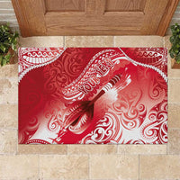 Personalised New Zealand Aotearoa Darts Masters Rubber Doormat Maori Art Tattoo with Tribal Dart Symbol Red LT03 Red - Polynesian Pride