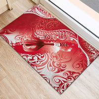 Personalised New Zealand Aotearoa Darts Masters Rubber Doormat Maori Art Tattoo with Tribal Dart Symbol Red LT03 - Polynesian Pride