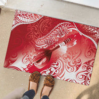 Personalised New Zealand Aotearoa Darts Masters Rubber Doormat Maori Art Tattoo with Tribal Dart Symbol Red LT03 - Polynesian Pride