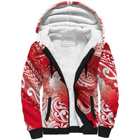 Personalised New Zealand Aotearoa Darts Masters Sherpa Hoodie Maori Art Tattoo with Tribal Dart Symbol Red LT03 Unisex Red - Polynesian Pride