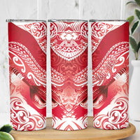 Personalised New Zealand Aotearoa Darts Masters Skinny Tumbler Maori Art Tattoo with Tribal Dart Symbol Red LT03 - Polynesian Pride