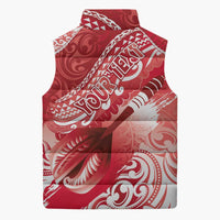 Personalised New Zealand Aotearoa Darts Masters Sleeveless Puffer Jacket Maori Art Tattoo with Tribal Dart Symbol Red LT03 - Polynesian Pride
