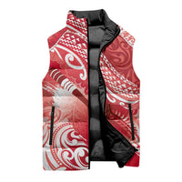 Personalised New Zealand Aotearoa Darts Masters Sleeveless Puffer Jacket Maori Art Tattoo with Tribal Dart Symbol Red LT03 - Polynesian Pride