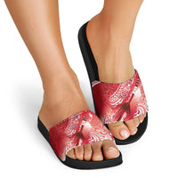 Personalised New Zealand Aotearoa Darts Masters Slide Sandals Maori Art Tattoo with Tribal Dart Symbol Red LT03 - Polynesian Pride