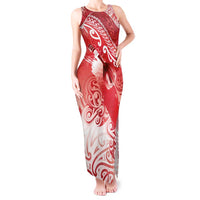 Personalised New Zealand Aotearoa Darts Masters Tank Maxi Dress Maori Art Tattoo with Tribal Dart Symbol Red LT03 Women Red - Polynesian Pride
