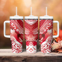 Personalised New Zealand Aotearoa Darts Masters Tumbler With Handle Maori Art Tattoo with Tribal Dart Symbol Red LT03 - Polynesian Pride