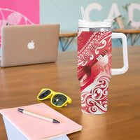 Personalised New Zealand Aotearoa Darts Masters Tumbler With Handle Maori Art Tattoo with Tribal Dart Symbol Red LT03 - Polynesian Pride