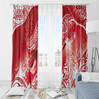 Personalised New Zealand Aotearoa Darts Masters Window Curtain Maori Art Tattoo with Tribal Dart Symbol Red LT03 - Polynesian Pride