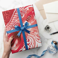 Personalised New Zealand Aotearoa Darts Masters Wrapping Paper Maori Art Tattoo with Tribal Dart Symbol Red - Polynesian Pride