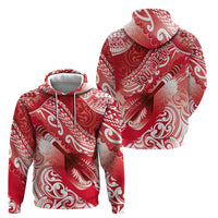 Personalised New Zealand Aotearoa Darts Masters Zip Hoodie Maori Art Tattoo with Tribal Dart Symbol Red LT03 - Polynesian Pride