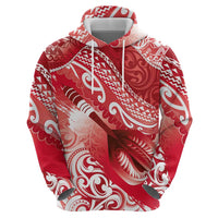 Personalised New Zealand Aotearoa Darts Masters Zip Hoodie Maori Art Tattoo with Tribal Dart Symbol Red LT03 - Polynesian Pride