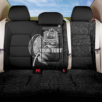 Custom New Zealand World Cup 2023 Back Car Seat Cover Aotearoa Champion Rugby with Silver Fern Maori Ethnic Pattern LT03 One Size Black - Polynesian Pride