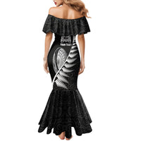 Custom New Zealand World Cup 2023 Mermaid Dress Aotearoa Champion Rugby with Silver Fern Maori Ethnic Pattern LT03 - Polynesian Pride