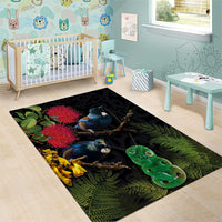 New Zealand Tui Area Rug Guardians of the Hei Tiki - Maori Art and Plants LT03 - Polynesian Pride