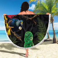 New Zealand Tui Beach Blanket Guardians of the Hei Tiki - Maori Art and Plants LT03 - Polynesian Pride