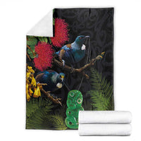 New Zealand Tui Blanket Guardians of the Hei Tiki - Maori Art and Plants LT03 - Polynesian Pride