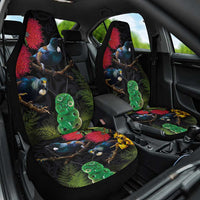 New Zealand Tui Car Seat Cover Guardians of the Hei Tiki - Maori Art and Plants LT03 One Size Black - Polynesian Pride