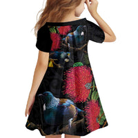 New Zealand Tui Family Matching Short Sleeve Bodycon Dress and Hawaiian Shirt Guardians of the Hei Tiki - Maori Art and Plants LT03 - Polynesian Pride