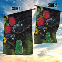 New Zealand Tui Garden Flag Guardians of the Hei Tiki - Maori Art and Plants LT03 - Polynesian Pride