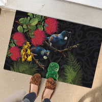 New Zealand Tui Rubber Doormat Guardians of the Hei Tiki - Maori Art and Plants LT03 - Polynesian Pride