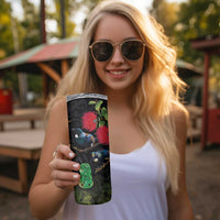 New Zealand Tui Skinny Tumbler Guardians of the Hei Tiki - Maori Art and Plants LT03 - Polynesian Pride